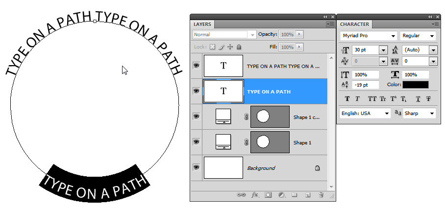 How to Create A Photoshop Type on Path Using Shapes?
