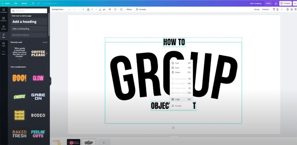 How to Group Things on Canva Using A Desktop Computer?