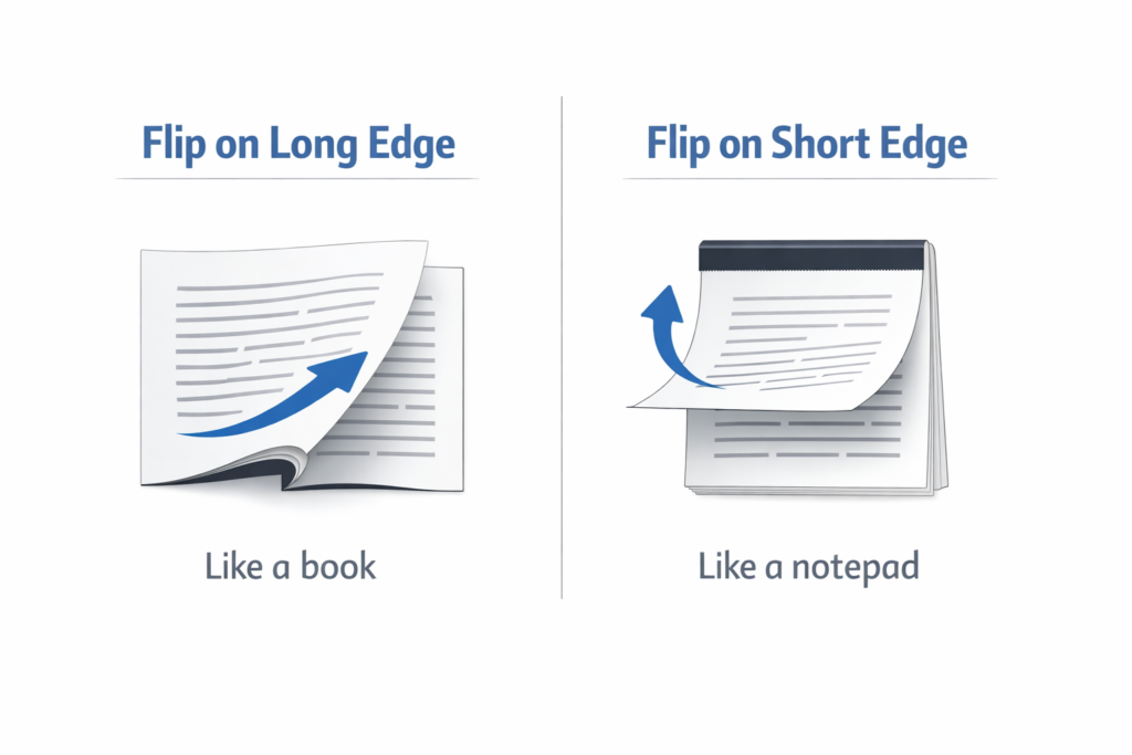 What is the Difference: Flip on Long Edge Vs Short Edge?