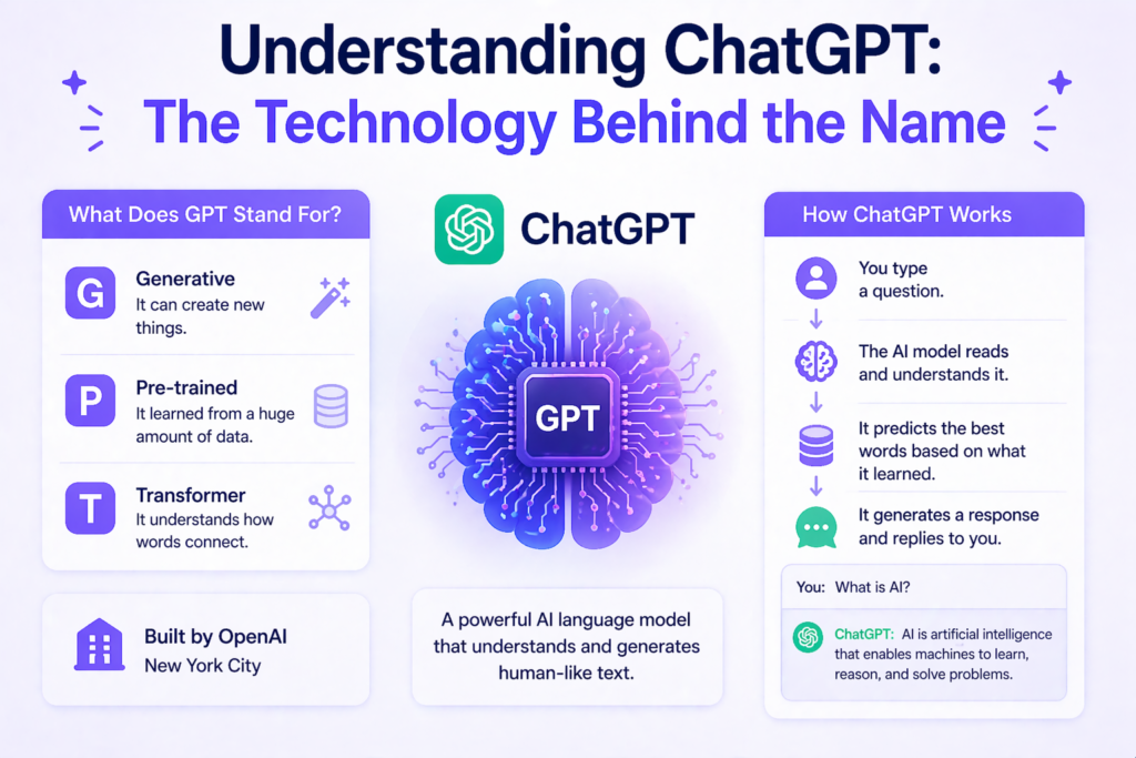 Understanding ChatGPT infographic explaining GPT meaning and how the AI model works