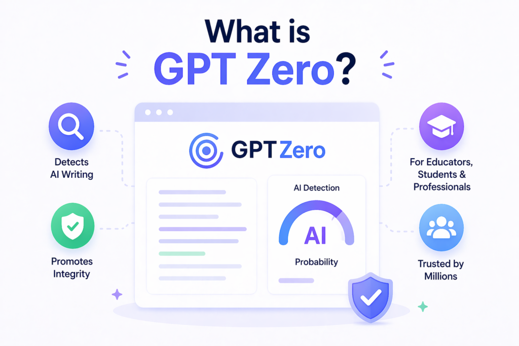 What is GPT Zero infographic showing AI writing detection and content analysis tool