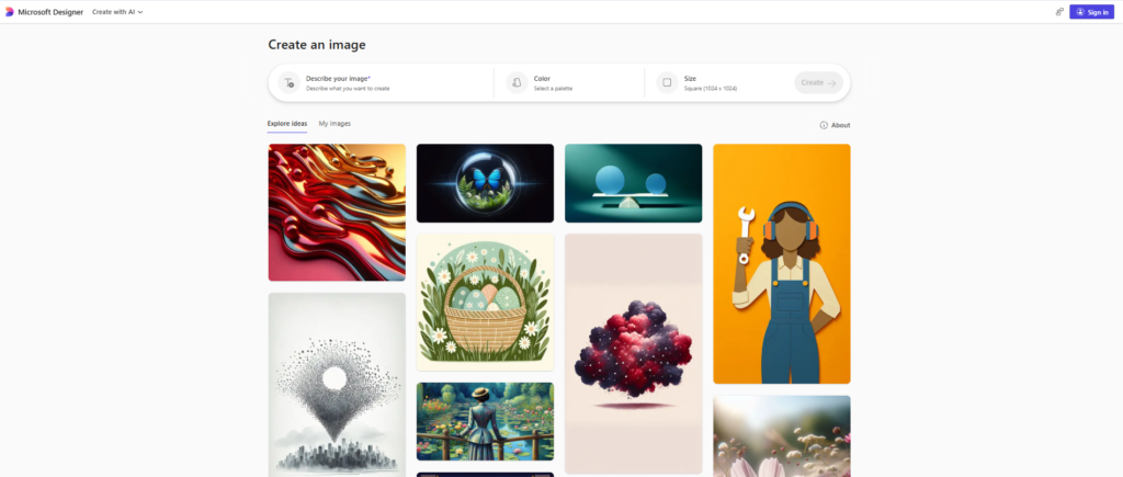 Microsoft Designer DALL-E image creator tool